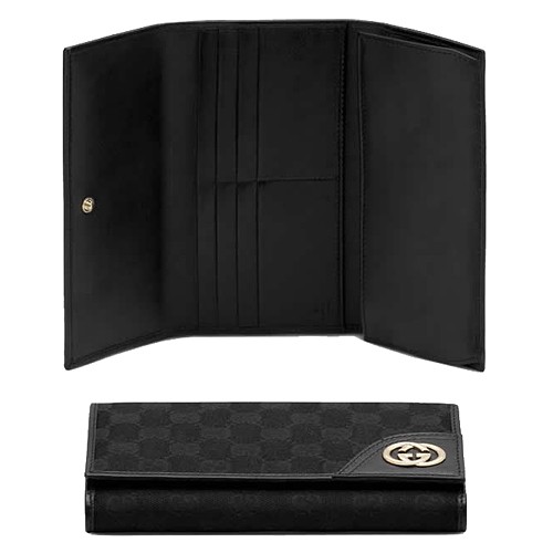 Noir Gucci Continental Porte-Monnaie Avec Verrouillage Ornement